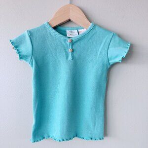 Zara t-shirt 6-9m ribbed baby tee lettuce hem light teal baby girl